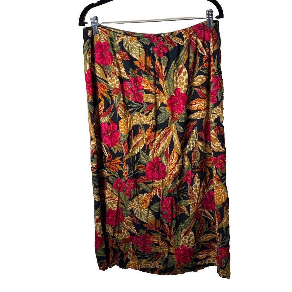 Requirements Skirt Women's Large Long Floral Vintage Pull On Colorful Printed